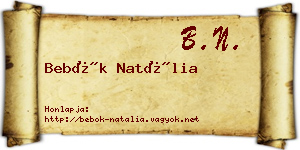 Bebők Natália névjegykártya